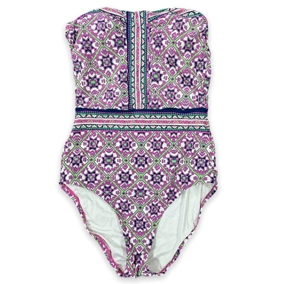 Nanette Lepore Paisley Print Strapless One Piece Swimsuit sz XS - Picture 9 of 10